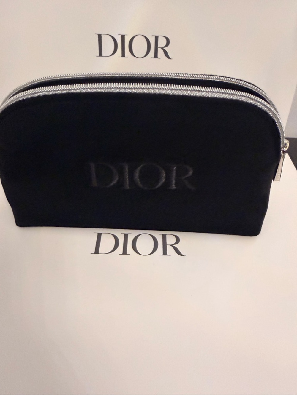 Dior Black Velvet Double-Zip Cosmetic Pouch